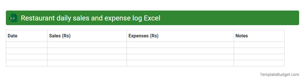 Restaurant daily sales and expense log Excel