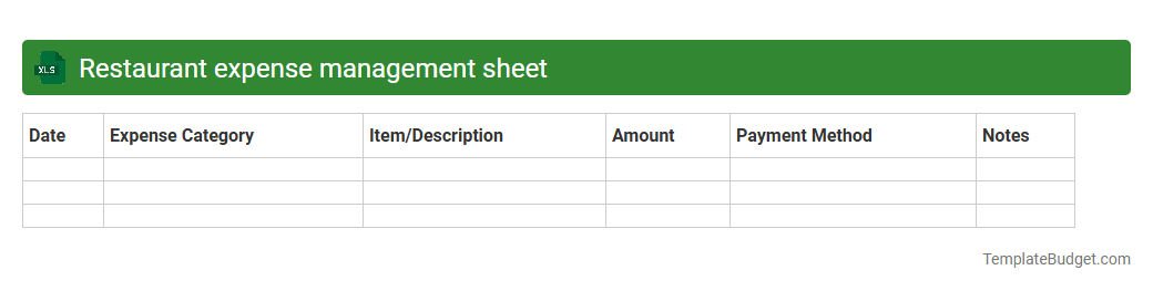 Restaurant expense management sheet