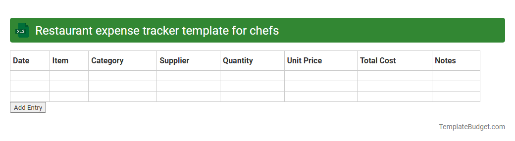 Restaurant expense tracker template for chefs
