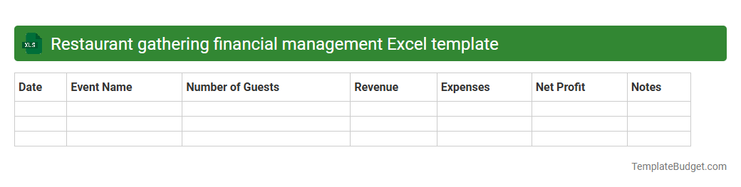 Restaurant gathering financial management Excel template