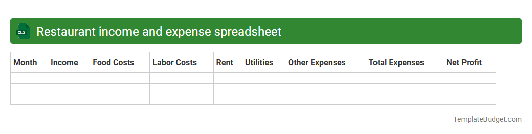 Restaurant income and expense spreadsheet