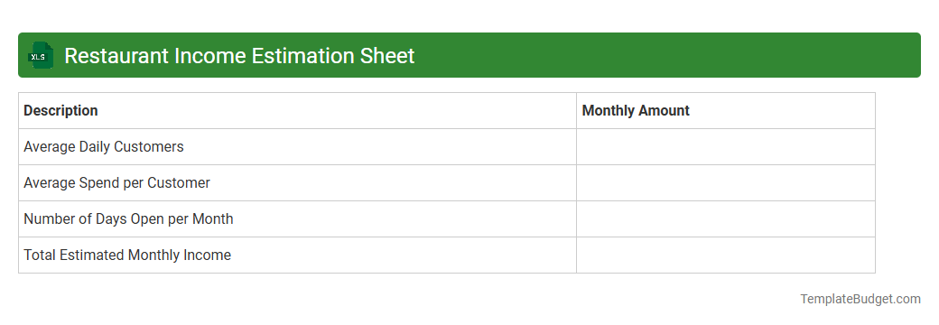 Restaurant Income Estimation Sheet