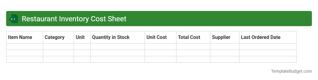 Restaurant Inventory Cost Sheet