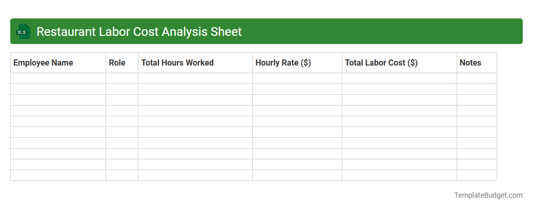 Restaurant Labor Cost Analysis Sheet