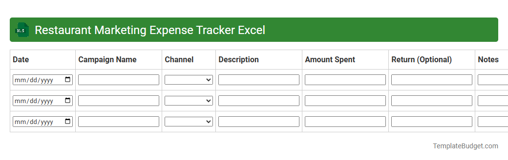 Restaurant Marketing Expense Tracker Excel