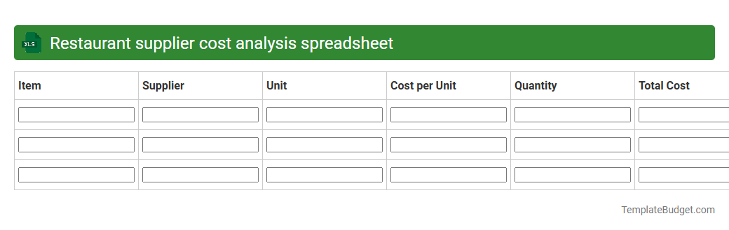 Restaurant supplier cost analysis spreadsheet