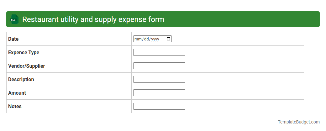 Restaurant utility and supply expense form