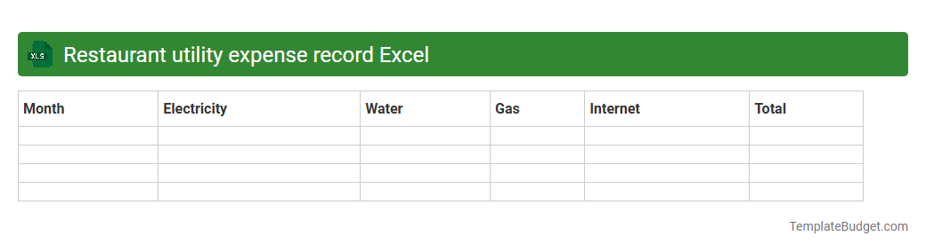 Restaurant utility expense record Excel