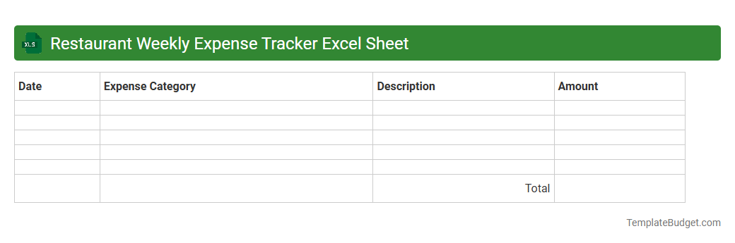 Restaurant Weekly Expense Tracker Excel Sheet