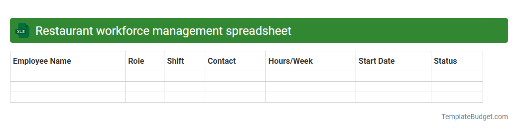 Restaurant workforce management spreadsheet