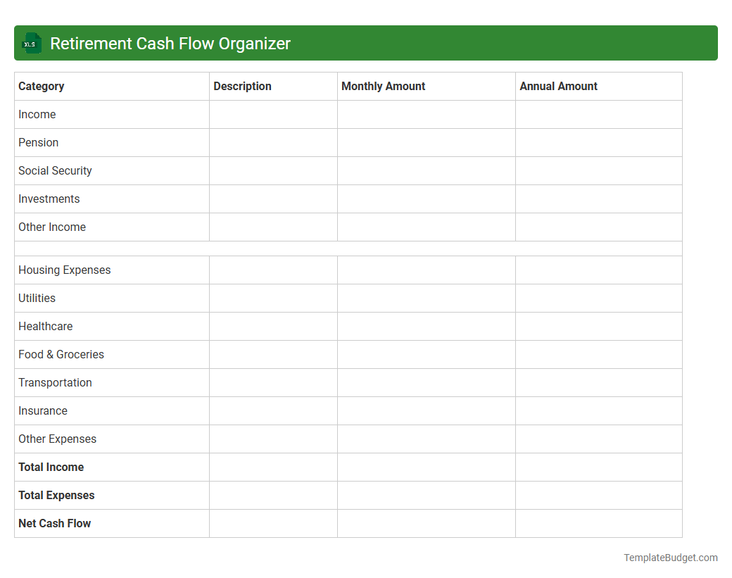 Retirement Cash Flow Organizer