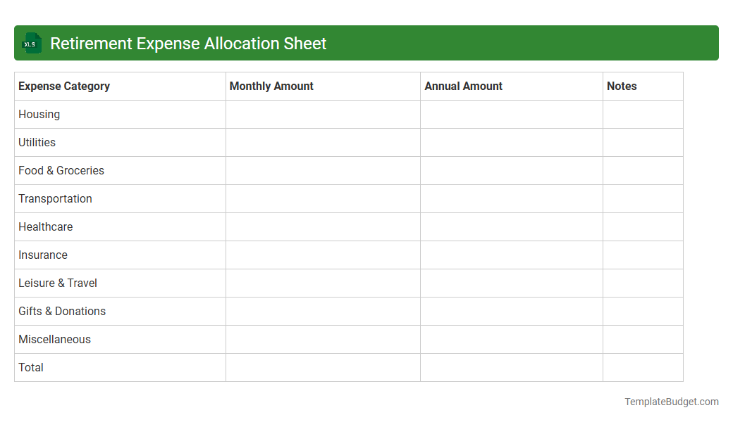 Retirement Expense Allocation Sheet