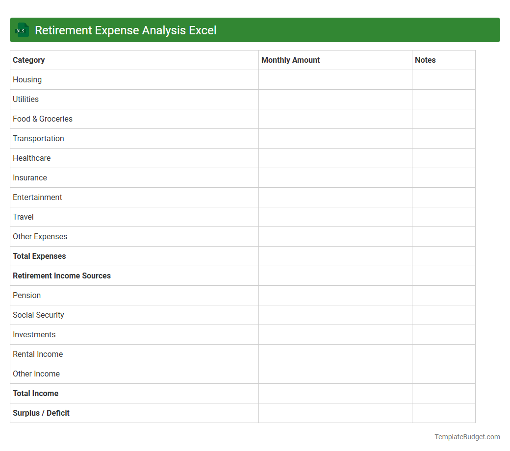 Retirement Expense Analysis Excel