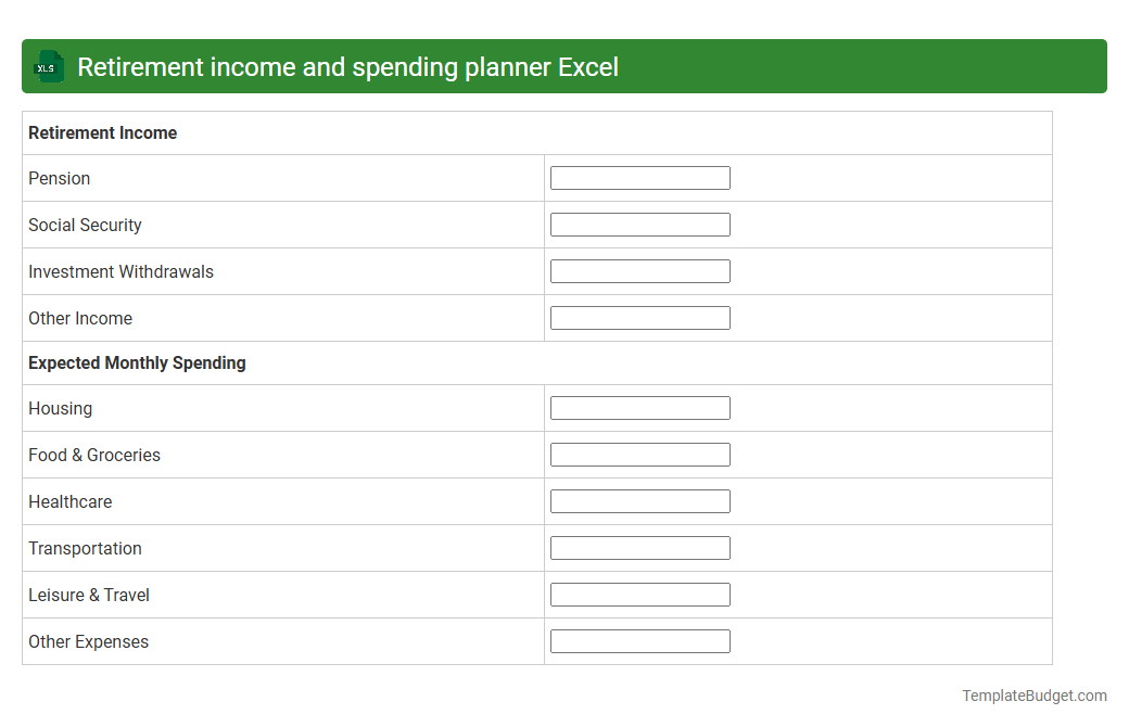 Retirement income and spending planner Excel