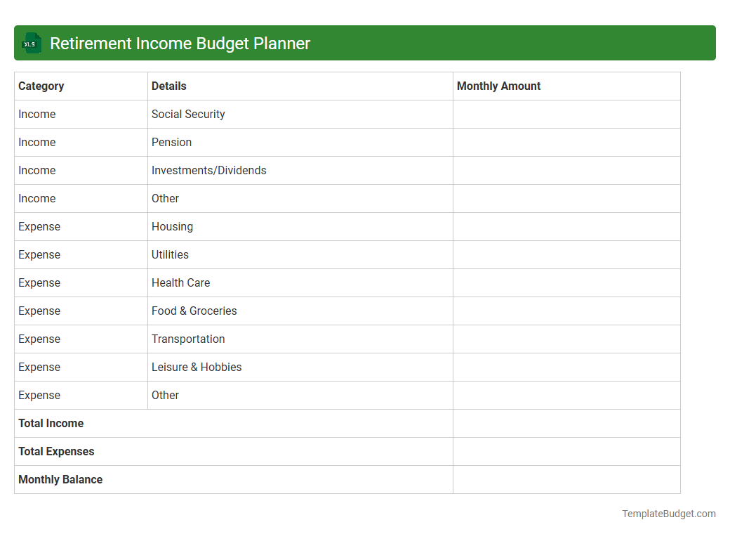 Retirement Income Budget Planner