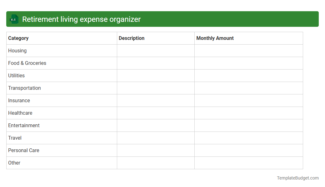 Retirement living expense organizer