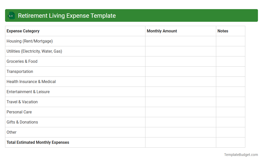 Retirement Living Expense Template