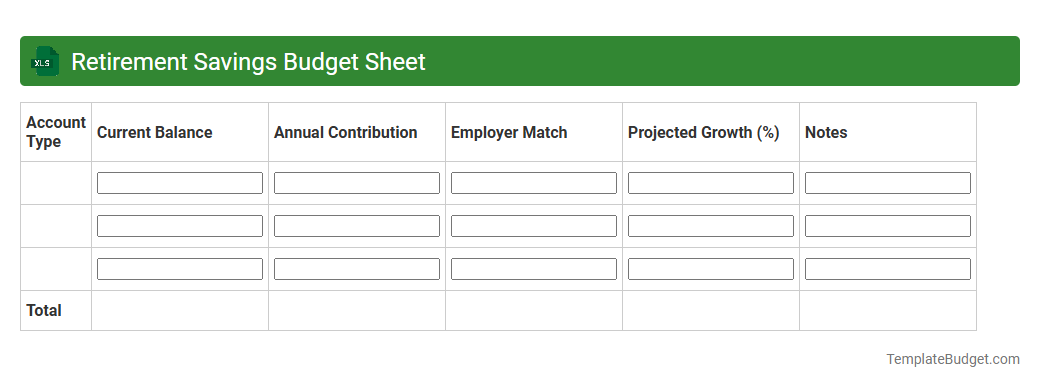 Retirement Savings Budget Sheet