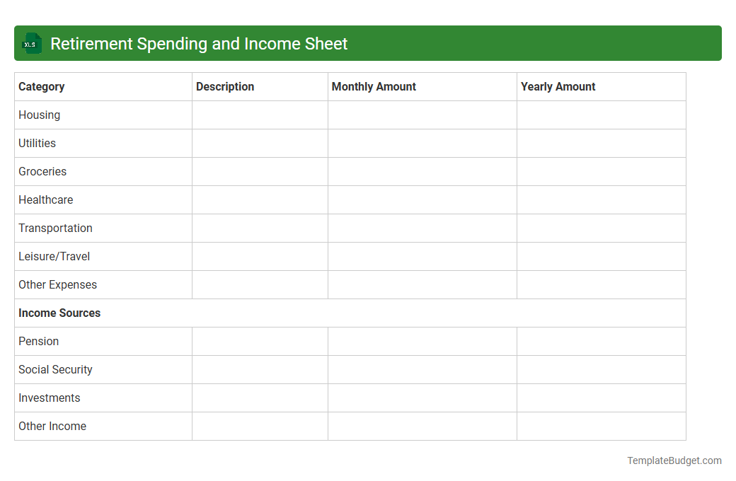 Retirement Spending and Income Sheet