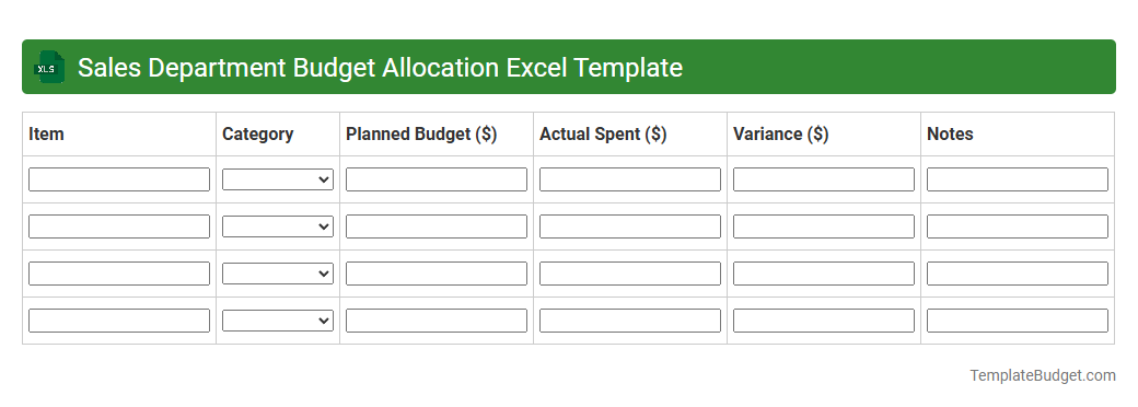 Sales Department Budget Allocation Excel Template