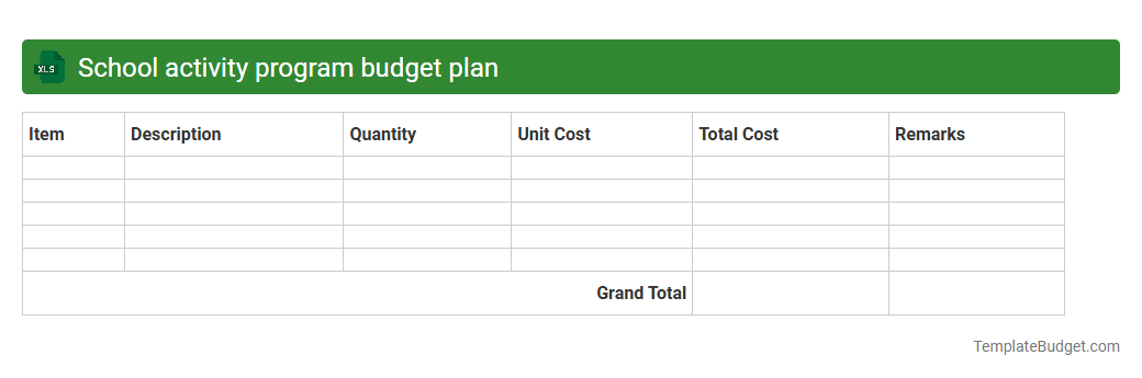 School activity program budget plan