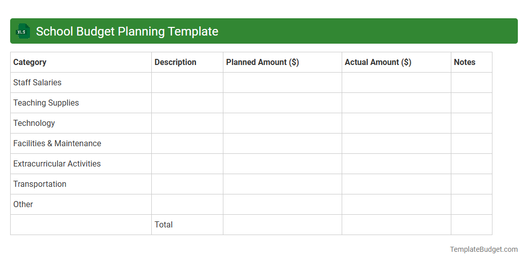 School Budget Planning Template