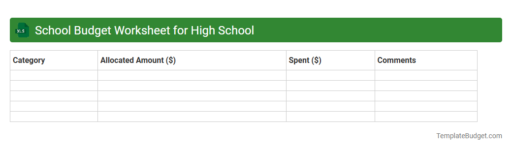 School Budget Worksheet for High School