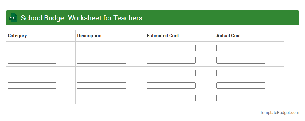 School Budget Worksheet for Teachers