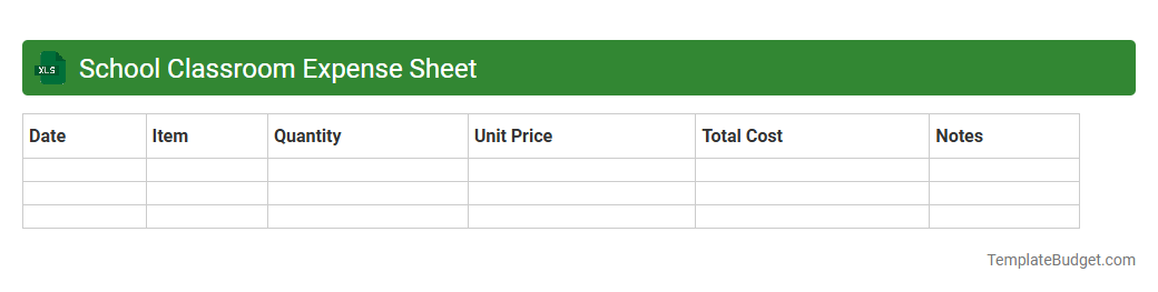 School Classroom Expense Sheet