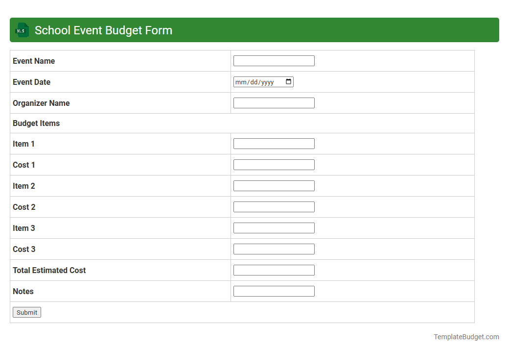 School Event Budget Form