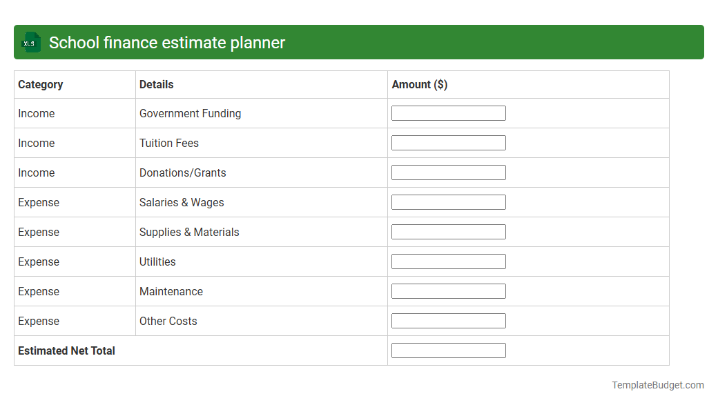 School finance estimate planner