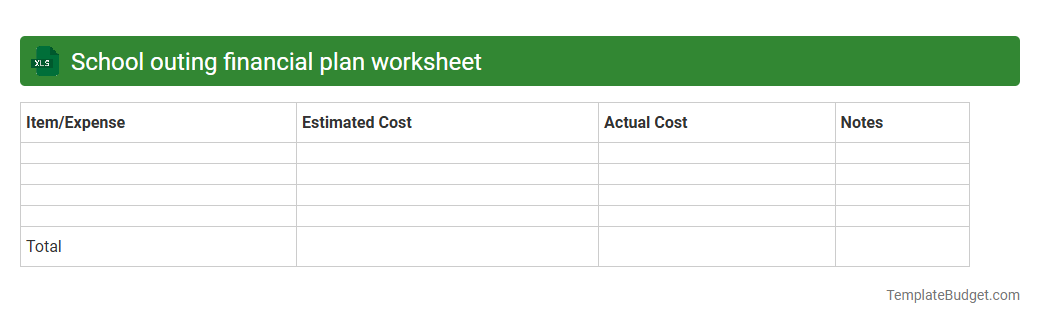 School outing financial plan worksheet