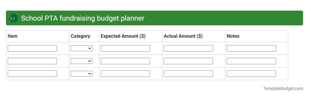 School PTA fundraising budget planner