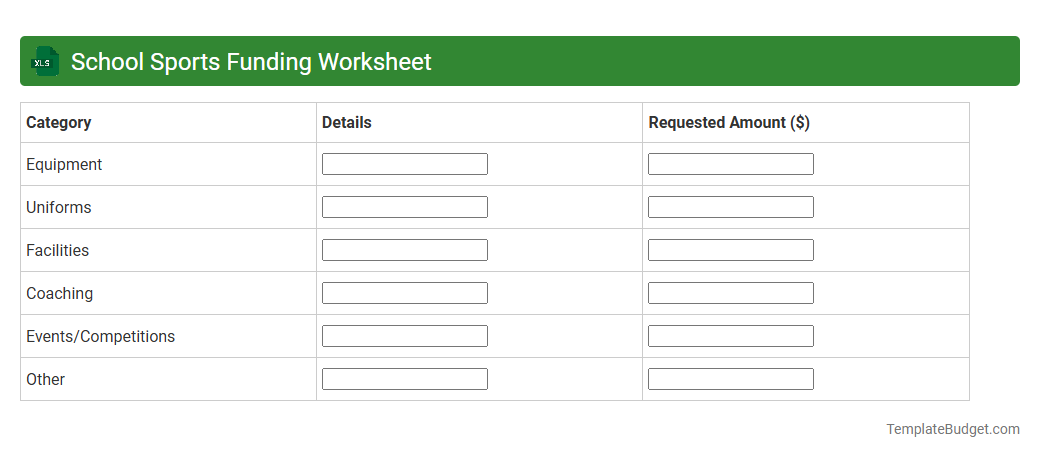School Sports Funding Worksheet