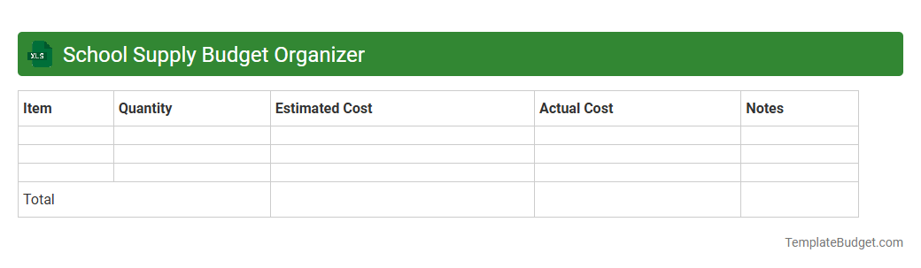 School Supply Budget Organizer