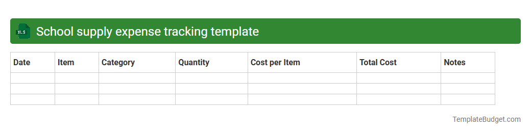 School supply expense tracking template