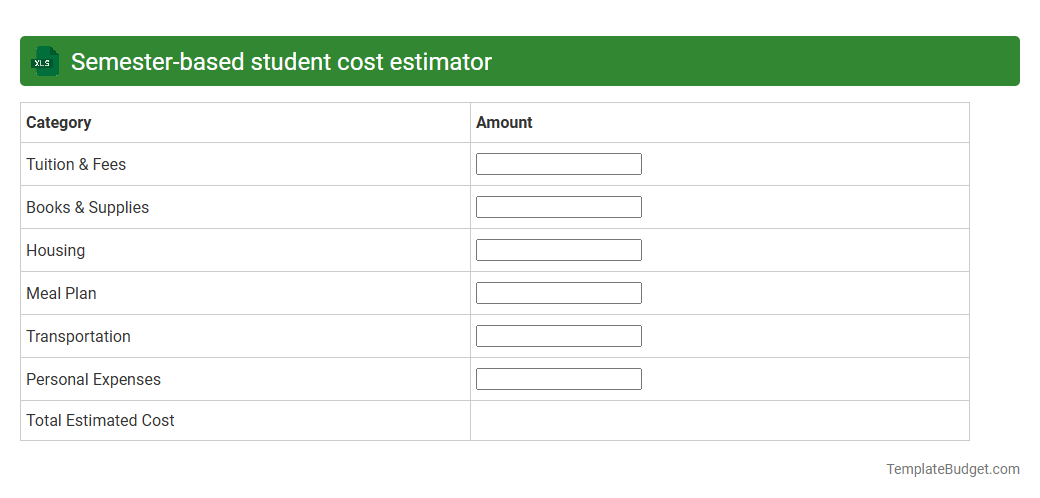 Semester-based student cost estimator