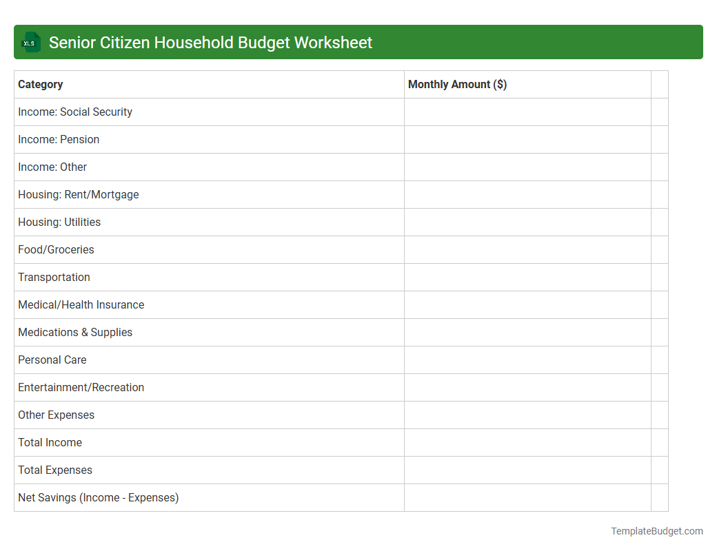 Senior Citizen Household Budget Worksheet