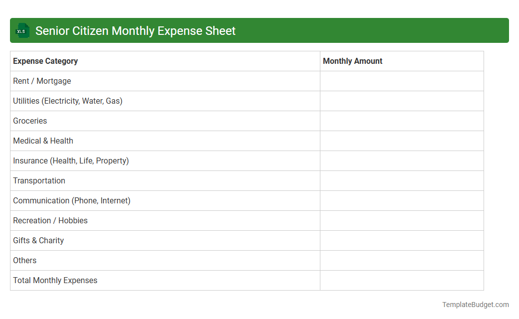 Senior Citizen Monthly Expense Sheet