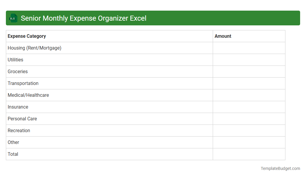 Senior Monthly Expense Organizer Excel