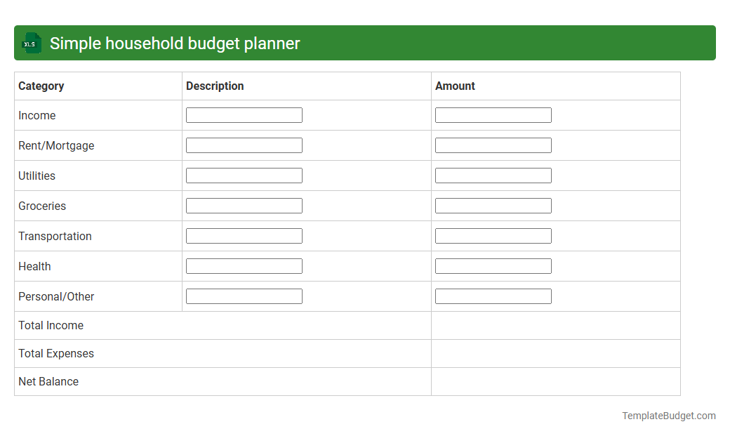 Simple household budget planner