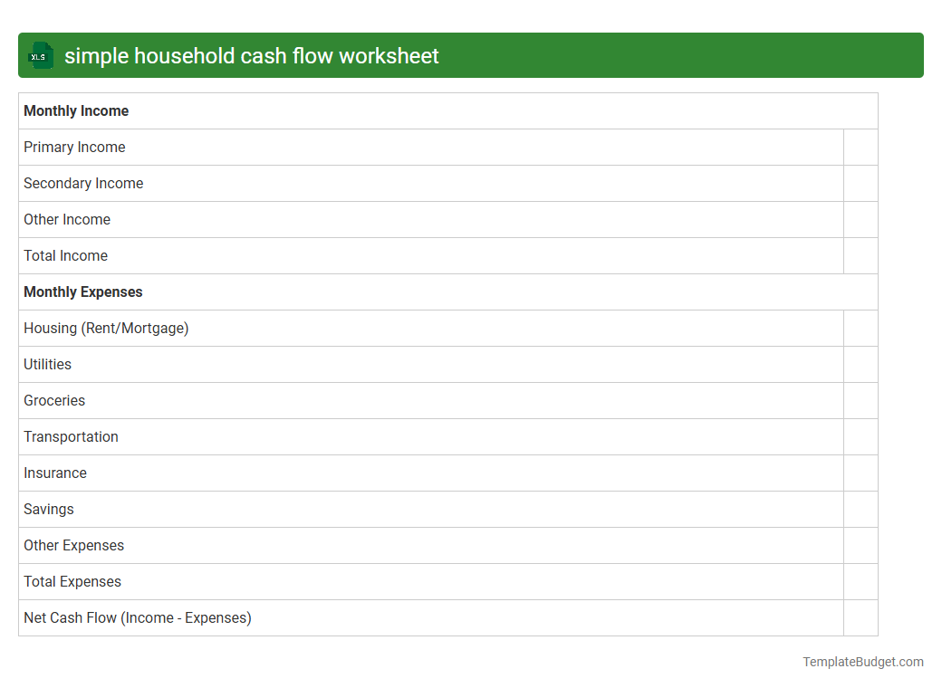 simple household cash flow worksheet