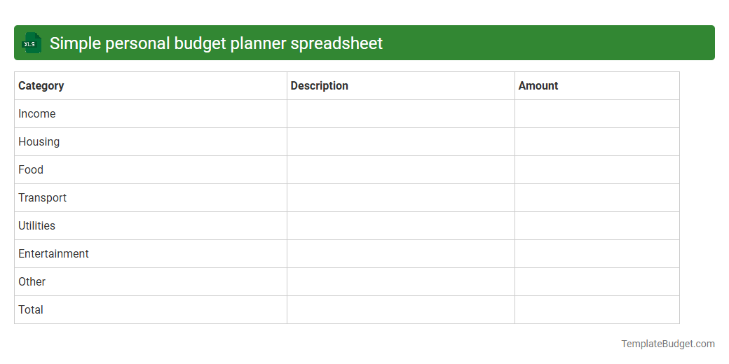 Simple personal budget planner spreadsheet