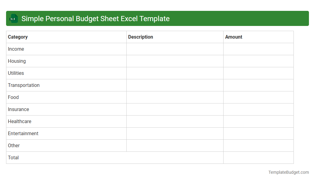 Simple Personal Budget Sheet Excel Template