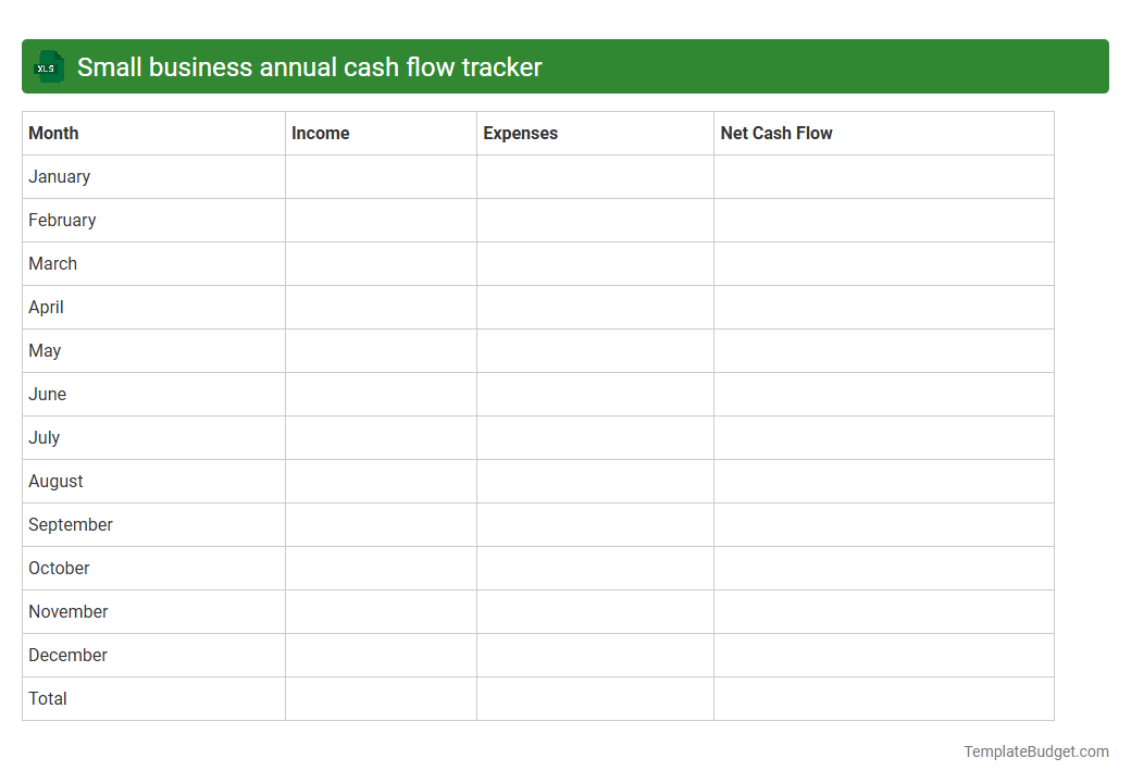 Small business annual cash flow tracker
