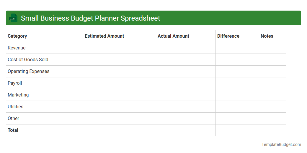 Small Business Budget Planner Spreadsheet