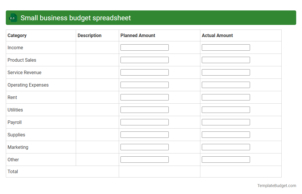 Small business budget spreadsheet