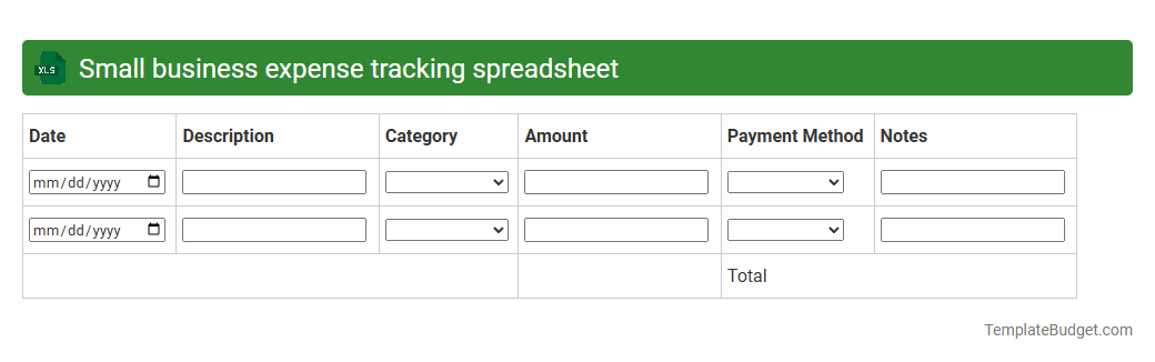 Small business expense tracking spreadsheet