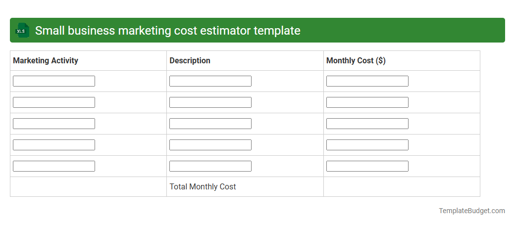 Small business marketing cost estimator template