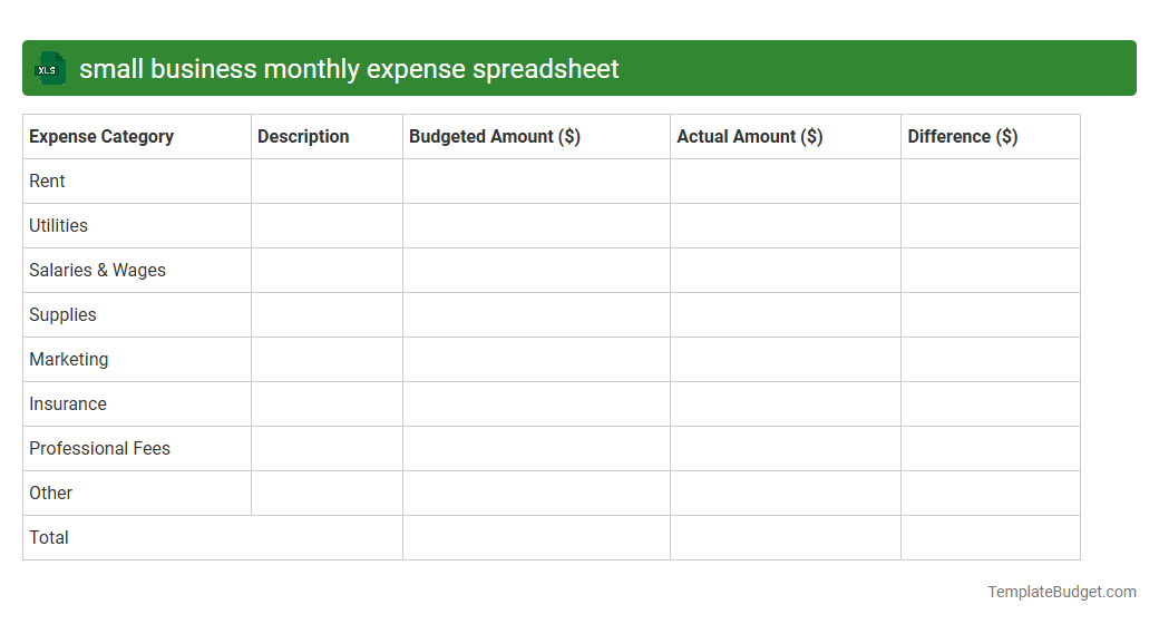 small business monthly expense spreadsheet